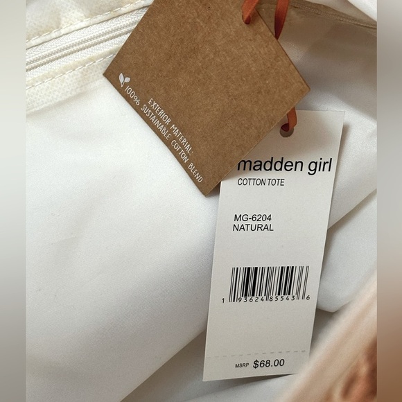 Brown & Cream Madden Girl LG Tote Shoulder Bag With Zipper Pouch NEW! FIRM! - Picture 5 of 5